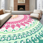 Mandala Floral Pattern With Pink Green Rug