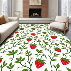 Vining Strawberry Floral Pattern Rug