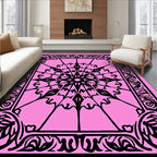 Black Mandala Floral Pattern Rug