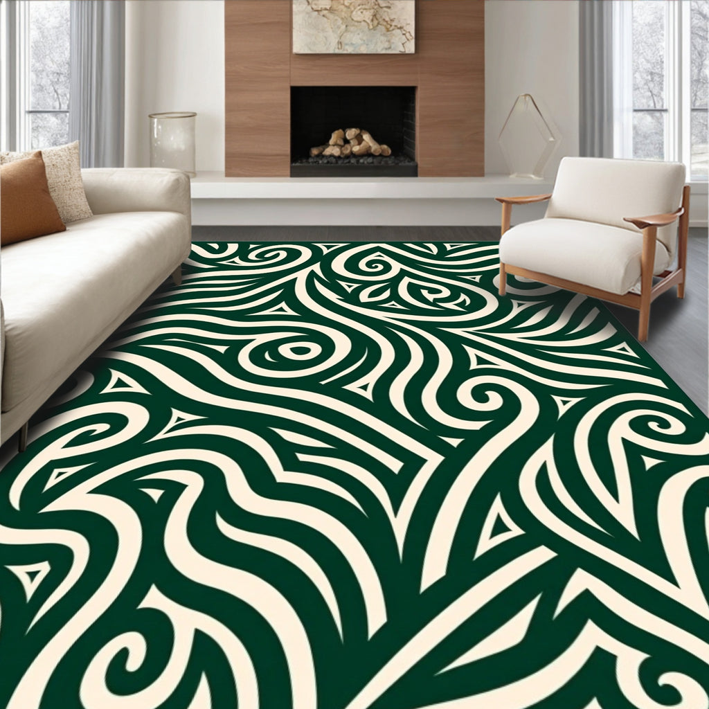 Organic Swirl Pattern Decorative Rug