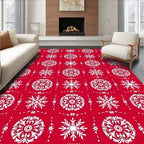 White Snowflake Floral Pattern Rug