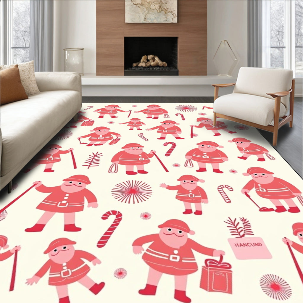 Jolly Santa Candy Cane Holiday Cheer Rug