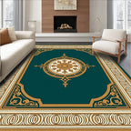Ornate Teal Gold Mandala Medallion Rug