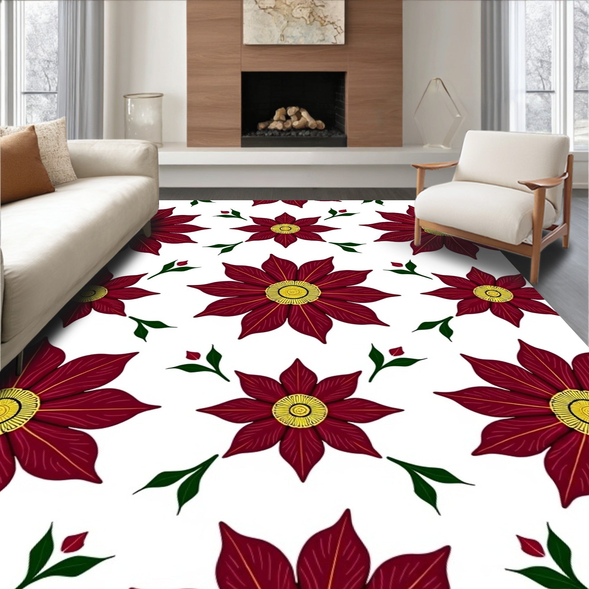 Bold Floral Pattern Design Rug