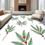 Green Festive Fern Berry Branches Rug