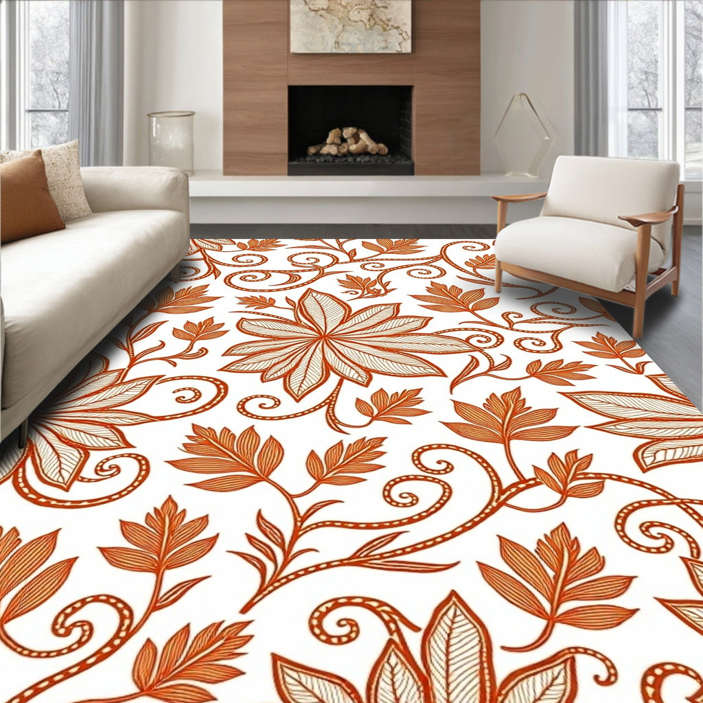 Ornate Leafy Vine Pattern Design Rug