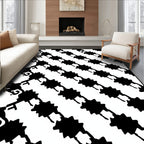 Black White Diagonal Starburst Chain Rug