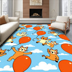 Whimsical Cats Balloons Sky Design Rug