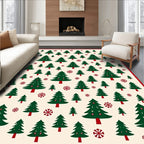 Festive Trees Snowflakes Pattern Rug