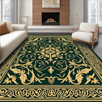 Ornate Floral With Vine Swirl Design Rug