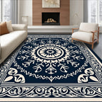 Ornate Floral Medallion Bordered Design Rug