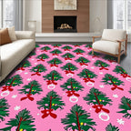 Pink Christmas Tree Garland Rug