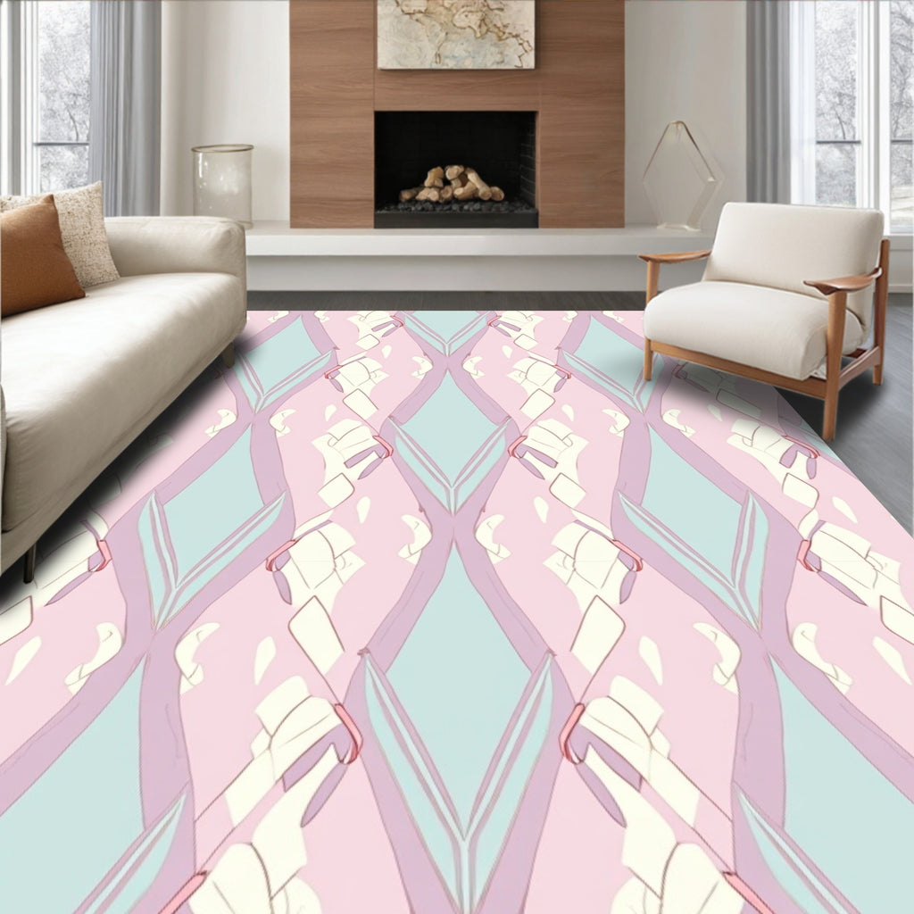 Pastel Diamond Patterned Elegant Rug