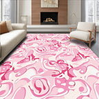 Contemporary Pink Swirl Abstract Design Rug