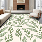 Green Leaf Patterned Elegant Design Rug