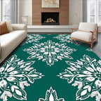 White Floral Medallion Pattern Rug