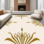 Golden Art Deco Fan Medallion Rug