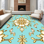 Ornate Floral Pattern with Golden Accents Rug