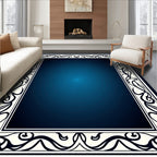 Classical Scrollwork Cream And Navy Rug
