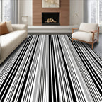 Vertical Black White Gray Stripes Rug
