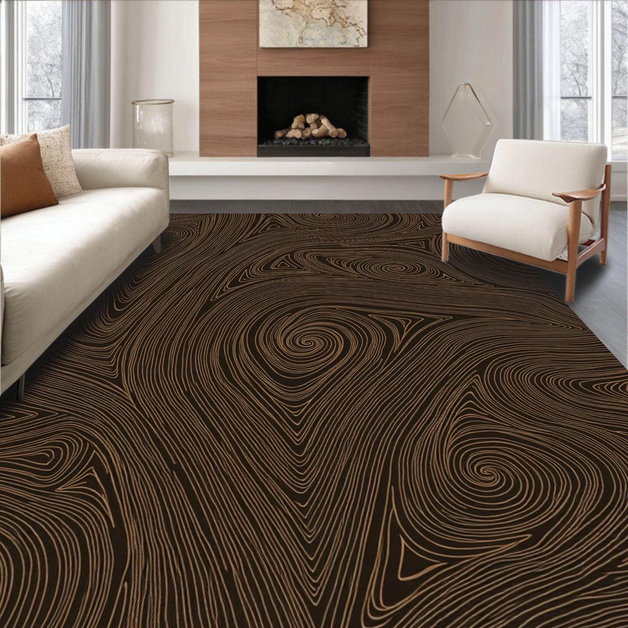 Organic Swirl Triangle Pattern Design Rug