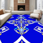 Vibrant Blue Geometric Abstract Pattern Rug