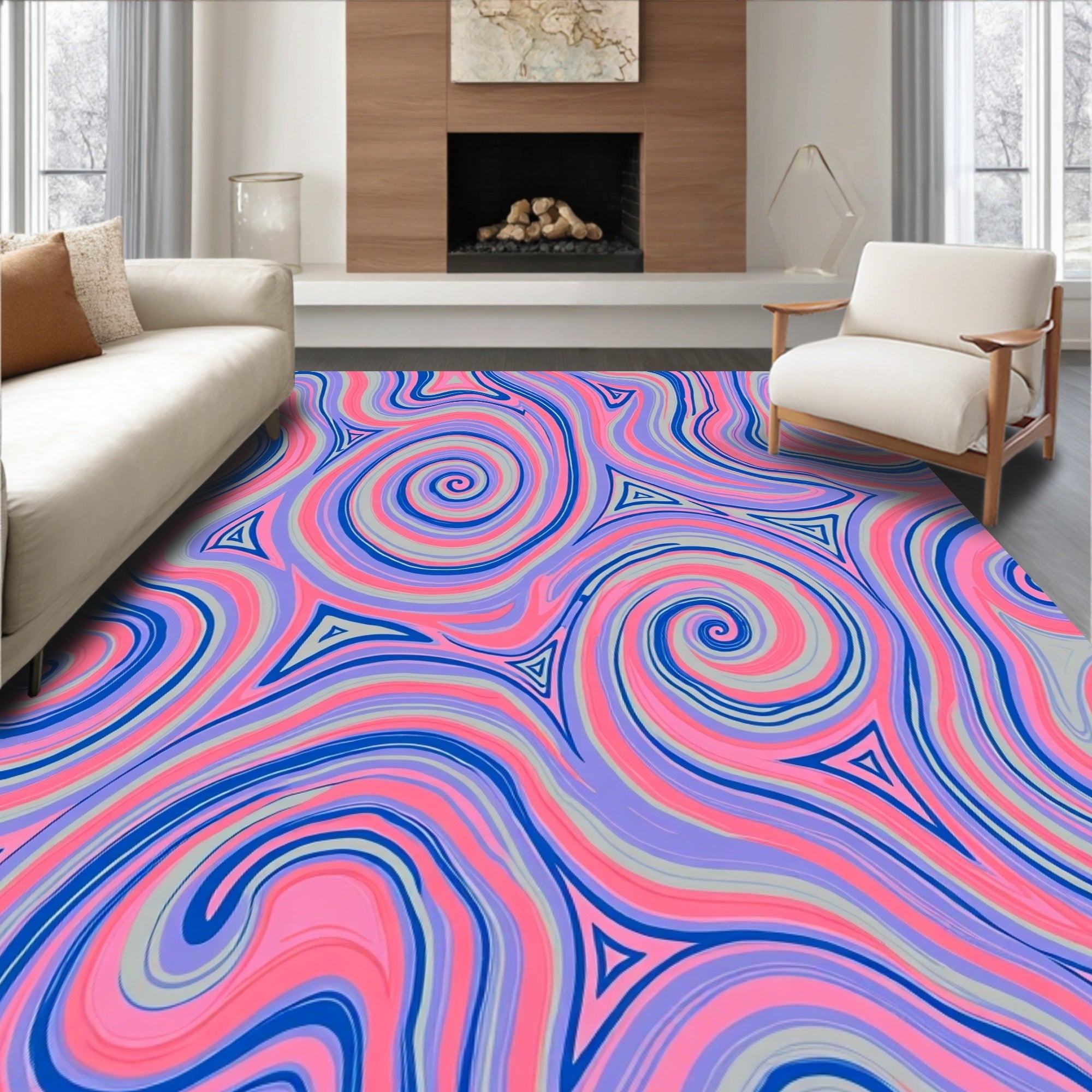 Trippy Swirls Pastel Pattern Rug