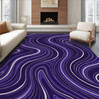 Purple Swirling Line Abstract Design Rug