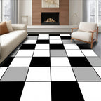 Monochromatic Checkered Grid Pattern Rug