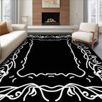 Ornate Vine Scroll Border Design Rug