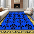 Bold Floral Motif Blue Gold Rug