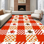 Gingham Maple Leaf Pattern Rug