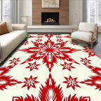 Red Floral Burst Medallion Design Rug