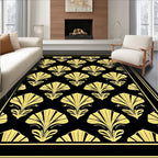 Golden Fan Motif Pattern Rug