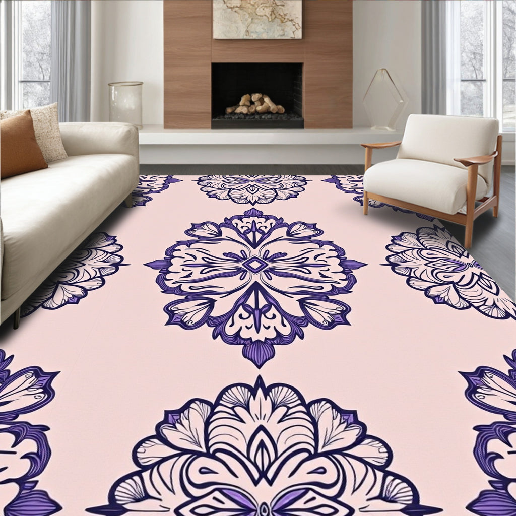 Intricate Violet Mandala Pattern Rug