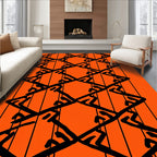 Bold Black Geometric Diamond Pattern Rug