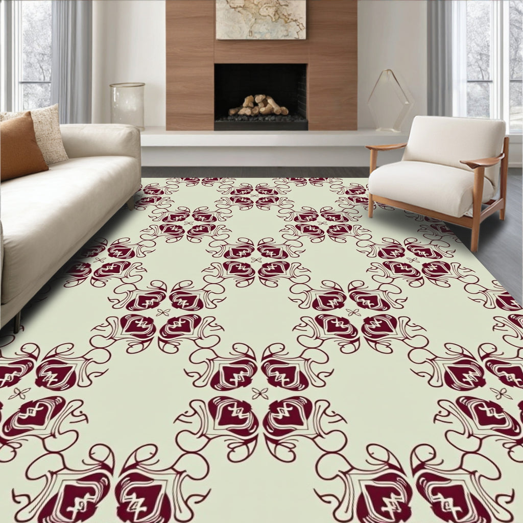 Ornate Vine Swirl Pattern Rug