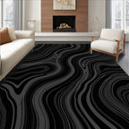 Dark Gray Swirl Pattern Rug