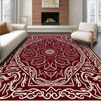 Intricate Burgundy Floral Design Rug