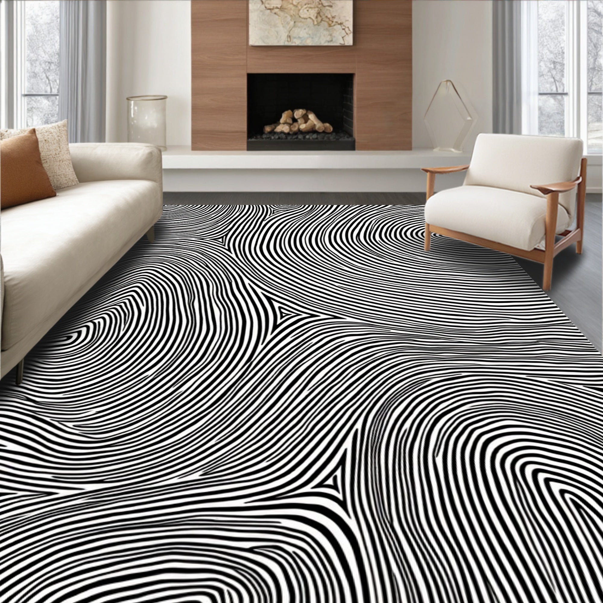 Abstract Lines Organic Pattern Rug