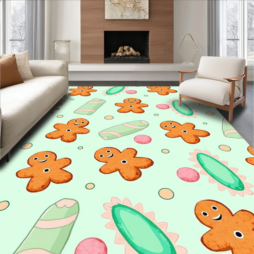 Gingerbread Pattern with Candy Accents Rug