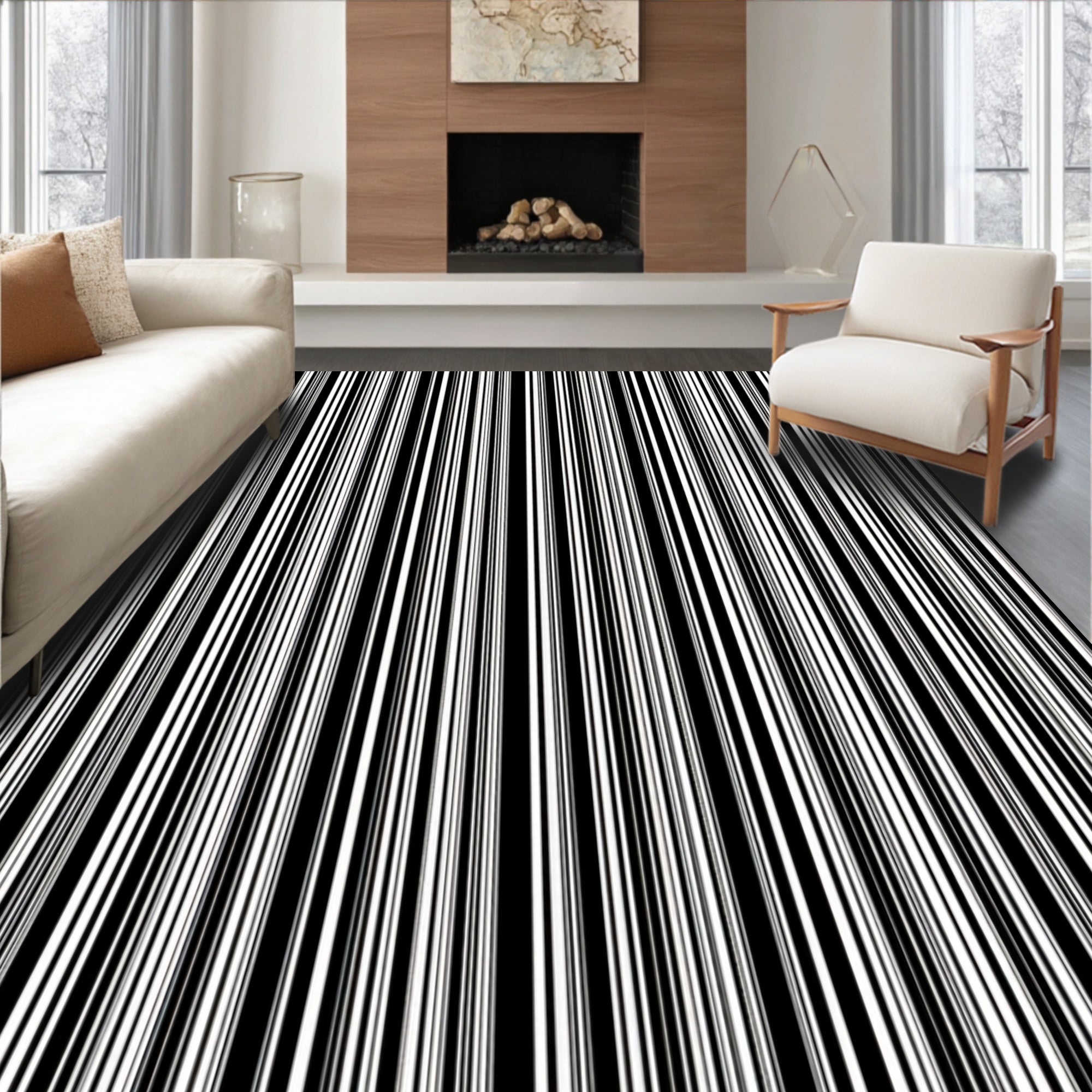 Modern Vertical Stripe Pattern Rug