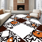 Abstract Orange Swirls Diamond Pattern Rug