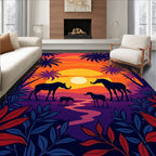 Savanna Sunset Animal Silhouettes Rug