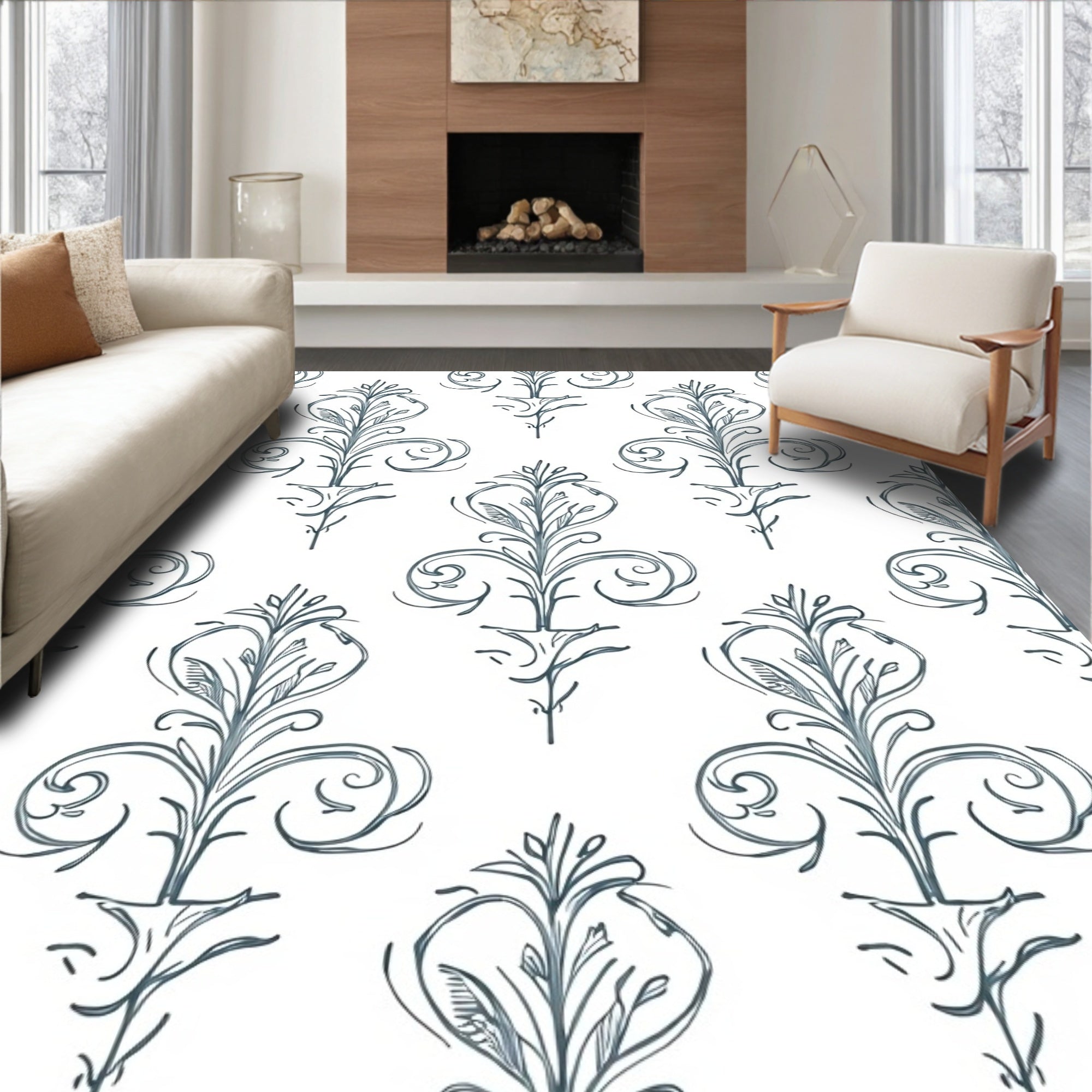 Sketchy Flourish Pattern Rug