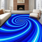 Deep Blue Swirling Spiral Pattern Rug