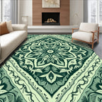 Emerald Floral Mandala Pattern Rug