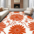 Orange Daisy Vine Print Rug