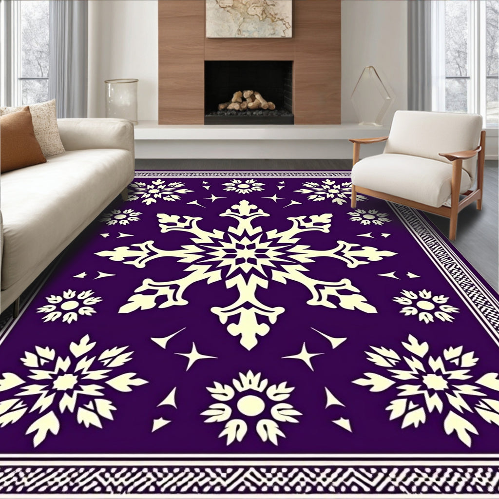Purple Snowflake Pattern Rug