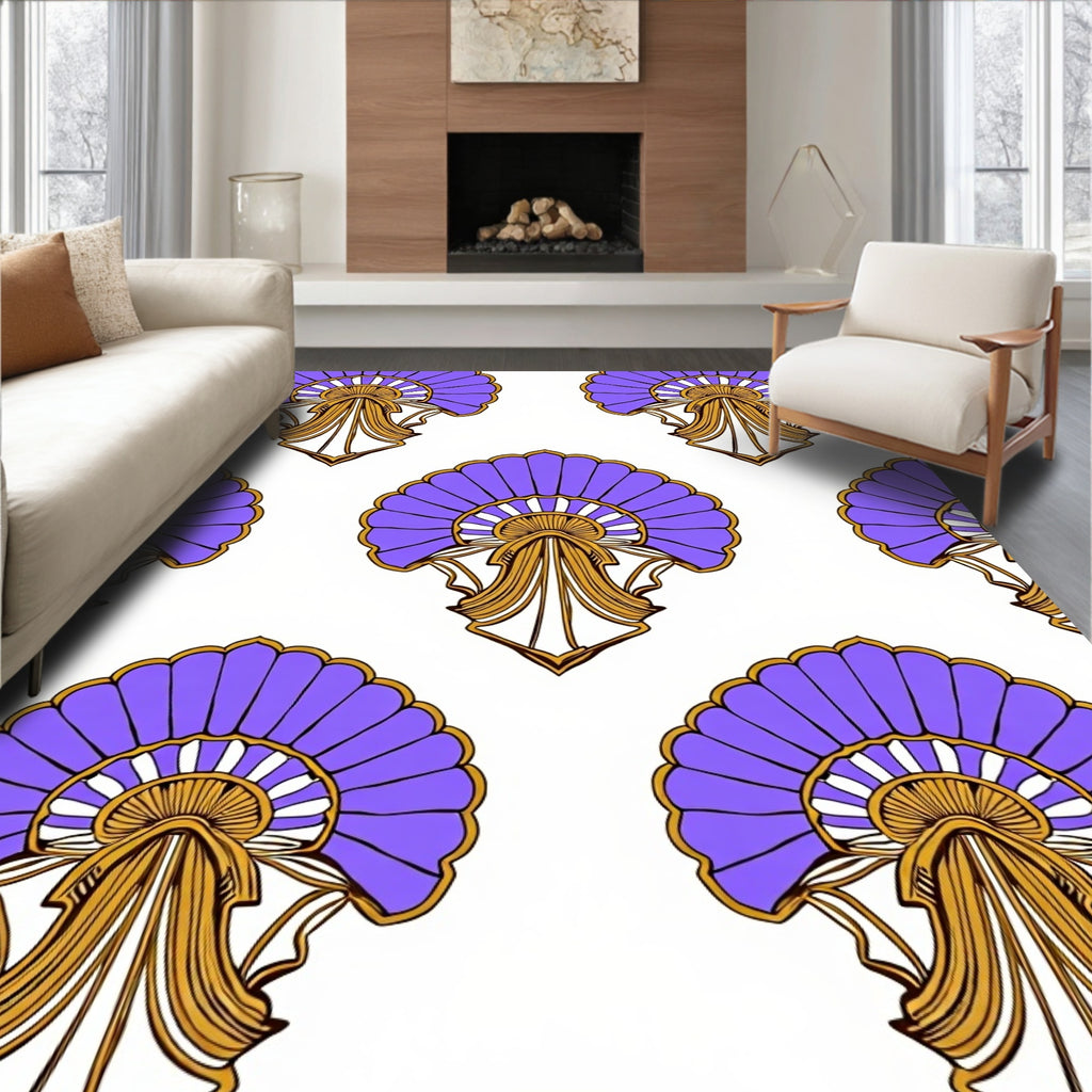 Art Deco Fan Pattern Violet Gold Rug